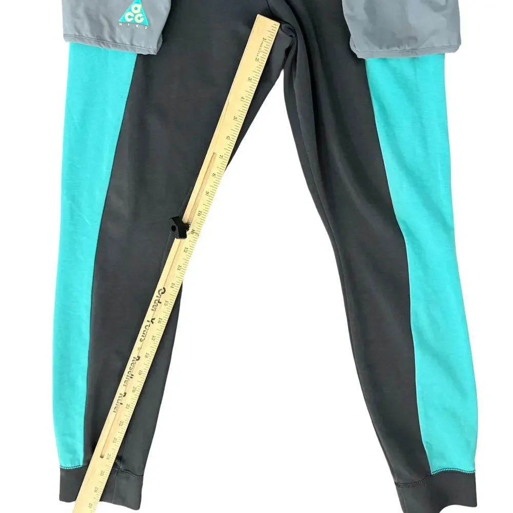 Nike ACG Gray Teal Blue External Zippered Pockets Sweatpants Joggers size L
